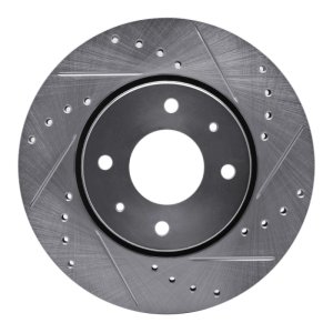 Volvo V40 Brake Rotor (1) - Front Right - R1 Concepts - Drilled & Slotted - Silver - `00-`04